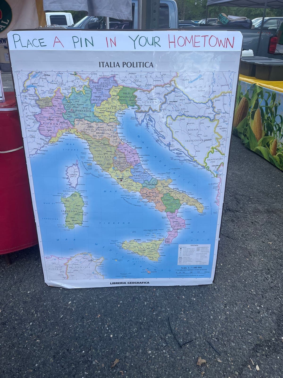 Visitors were invited to mark their Italian hometowns on a map at the Scotch Plains-Fanwood UNICO booth.