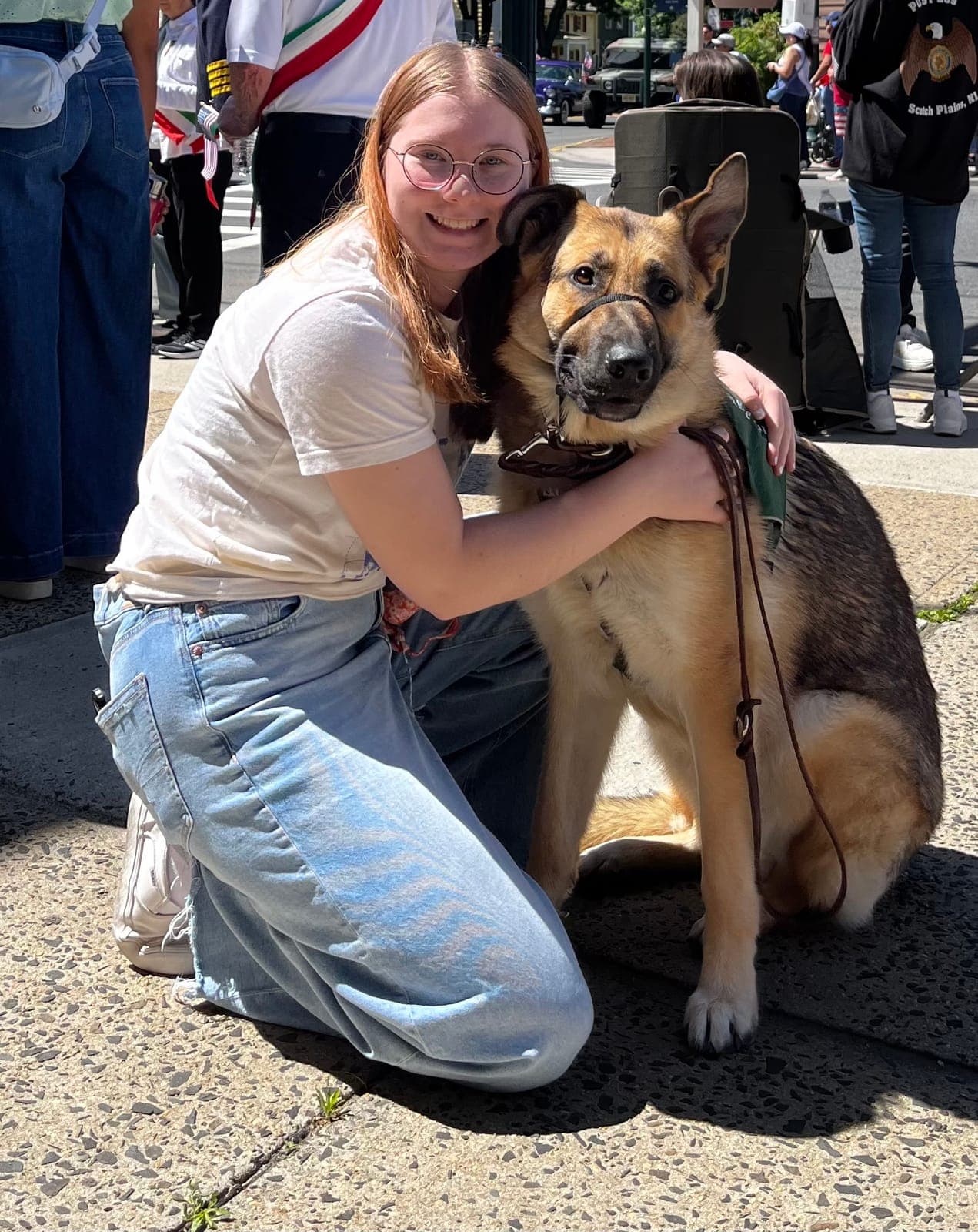 Tess Coffey of Scotch Plains with Lenny, a puppy she raised for The Seeing Eye.
